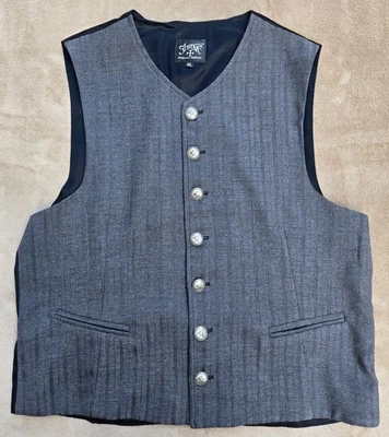 Shrine Hollywood California Striped Button Front Vest sz XL, Grey/Black - Image 1 of 4