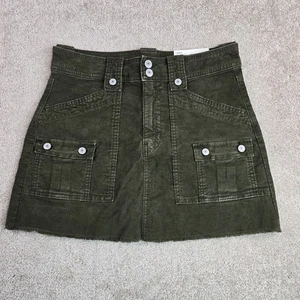 American Eagle Super Hi Rise A-Line Cargo Cutoff Green Corduroy Skirt Sz 6 (28) - Picture 1 of 7