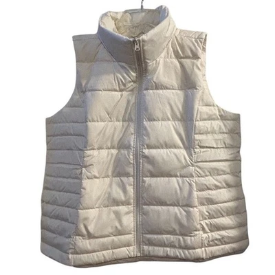 Lands' End Women's Ivory Down Puffer Vest Size L Petite Lightweight Casual - Image 1 of 4