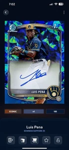 2025 Topps Bunt Digital LUIS PENA 1st Bowman Sapphire Auto Iconic /199 - Picture 1 of 3