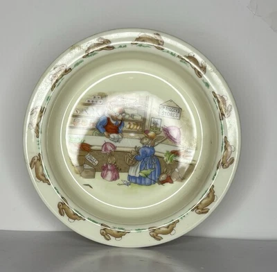 Early Royal Doulton Bunnykins Porridge Baby Bowl ~Baking~ Signed Barbara Vernon - Image 1 of 2