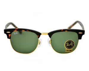Gafas de sol Ray-Ban RB3016 Clubmaster clásicas marco tortuga lentes verdes 51 mm - Imagen 1 de 12
