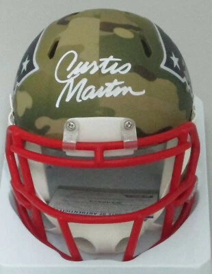 Patriots Hall of Famer CURTIS MARTIN Signed Riddell CAMO Mini Helmet AUTO - PSA - Image 1 of 2