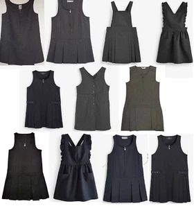 Ex HighStreet ChainStoreGirls GREY/NAVY/BLACK School PINAFORE Dress 3-14y - Picture 1 of 15