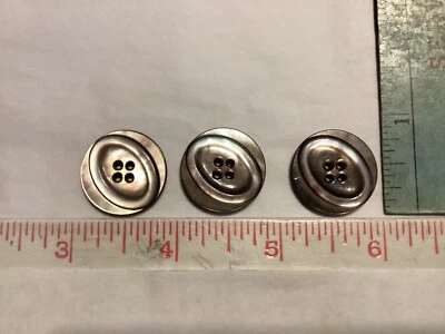 3 Vintage 7/8” Round Pearl Shell Iridescent MOP Smokey Buttons - Image 1 of 4