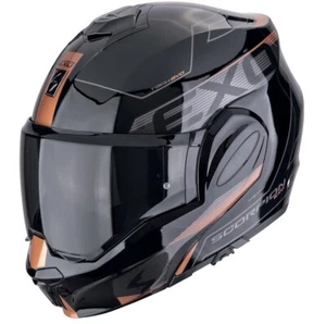 CASCO MOTO MODULARE 22.06 SCORPION EXO TECH EVO TRAVELLER BLACK GOLD BRONZO TG L - Imagen 1 de 4