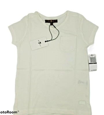 Camiseta Top 7 For All Mankind Niñas Talla 6 Marfil Crema Manga Corta Túnica Cuello en V Foto 1 de 4