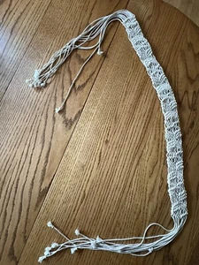 Vintage 70s Handmade Bohemian Cotton Macrame Tie Belt - Picture 1 of 5