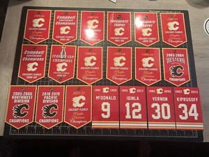 3 SIZES - Calgary Flames Stanley Cup, Championship & Retired # Decal Banner Set - Picture 1 of 8