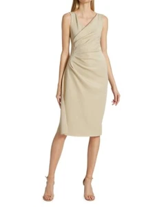 Robe sans manches en coquille d'œuf Chiara Boni La Petite taille 40 Aliki drapé 750 $ - Photo 1/8