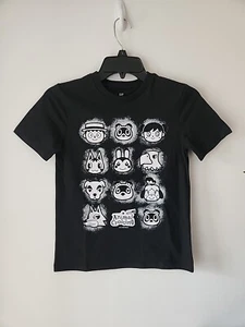 New Nintendo Animal Crossing Character Faces Gap Kids Medium/8 Black Cotton Tee - Picture 1 of 3