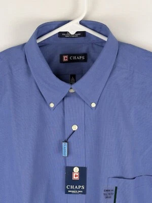 Chaps Classic Fit Wrinkle Free Button Shirt Mens Large 16.5-36/37 Blue Check NEW - Image 1 of 4