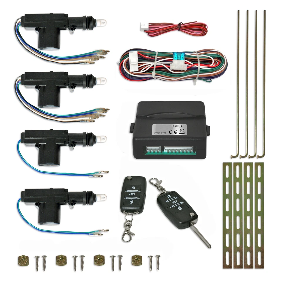Universal central locking kit retrofit 2 x radio remote control + 4 x pumps - Image 1 of 1