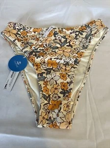 Cupshe Xs Bikini Bottom NWT Orange Teal Floral - Picture 1 of 3