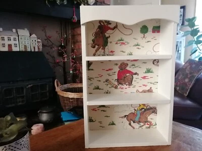Large Wooden Storage Shelf Unit Display Shelves Made With Cath Kidston Cowboy - Image 1 of 4