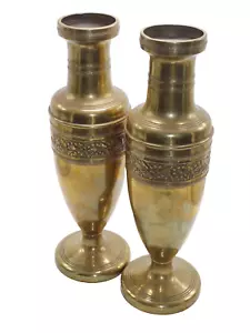 two pair French antique copper brass vases France metal jars planters floral pa - Picture 1 of 10