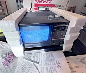 New Open Box Magnavox 5" B&W TV BF3909BK AM/FM Radio Portable 1986 Works Vintage - Picture 1 of 21