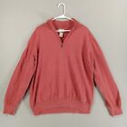 LL Bean Sweater Mens XL Red Cotton Cashmere 1/4 Zip Long Sleeve Pullover