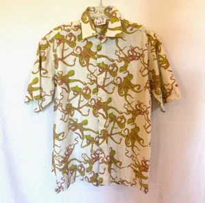 EBAY store Embroidered Logo Octopus Short Sleeve Button Down Shirt Size S - Picture 1 of 8