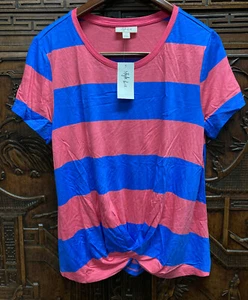 New Style & Co Womens Scoop Neck Twist-Front Top, Supersonic, Large - Picture 1 of 1