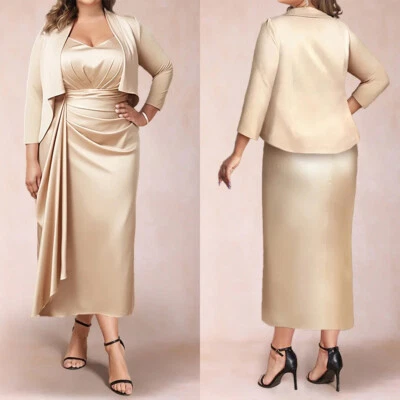 Hochzeitskleid Champagner 2-teiliges Set Column Maßgeschneidert 36 38 40 42 44 - Bild 1 von 4