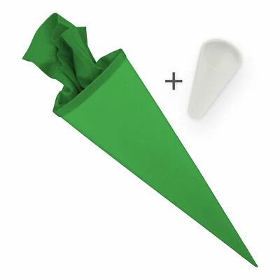 itenga Schultüte Zuckertüte Rohling Karton Basteln Grün 70 cm Filz Spitzenschutz