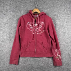 Vintage Billabong Hoodie Womens Large L Pink Y2K Mall Goth Logo Full Zip Surf - Picture 1 of 9