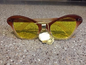 Vintage 1960s sunglasses night vision lunettes cat eye Very rare w original tags - Picture 1 of 11