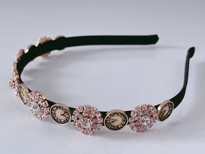 Women Retro Roman Clock Crystal Rhinestone Hair Head Band Hairband Headband Hoop - Imagen 1 de 8