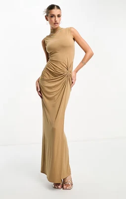 Flounce London Womens Brown Maxi Dress High Neck Sleeveless RRP £42 - Image 1 of 4