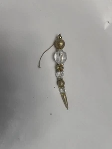 goldener und klarer Eiszapfen Weihnachtsschmuck - Bild 1 von 2