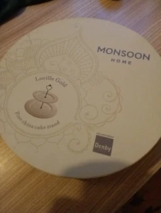 UNBENUTZT VERPACKT DENBY MONSUN ZUHAUSE LUCILLE GOLD FEINPORZELLAN KUCHENSTÄNDER - Bild 1 von 5
