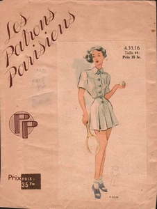 Unused Vintage FRENCH Sewing Pattern - Tennis - Ensemble de Plage - Mannequin 44 - Picture 1 of 2