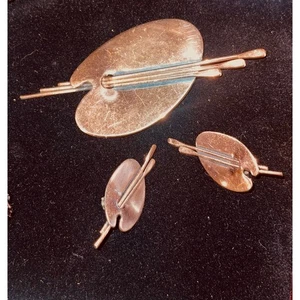 Renoir Pin & Earrings Copper Set Artist Palette - Picture 1 of 2