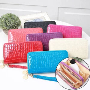 Women Lady Leather Zipper Wallet Long Clutch Card Holder Purse Handbag Xmas Gift - Picture 1 of 18