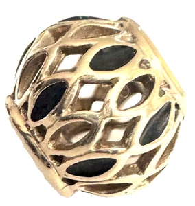 Authentic Pandora 14K Gold Royal Victorian Openworks Black Enamel 750814EN16 - Picture 1 of 5