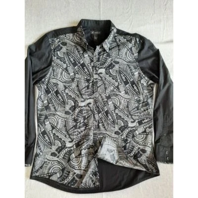 INC International Concepts Men Large Geometric Art Boho Button Shirt Long Sleeve - Image 1 of 4