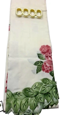 NWT Collections, Etc. Rose Bouquet Fabric Shower Curtain Set with Hooks - Image 1 of 2
