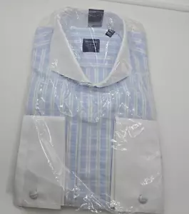 Modena Men's LX Button Down Cotton Shirt Solid Blue White Classic 16.5,36-37 - Picture 1 of 5