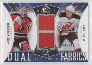 2009 SP Game Used Edition Authentic Fabrics Dual Martin Brodeur Zach Parise HOF