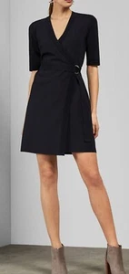 Ted Baker Stefo Belted Knitted Wrap Jumper Dress Navy TB 2 UK 10 - Picture 1 of 8