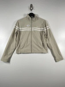 Nike Kids Girls Track Jacket Full Zip Swoosh Mockneck Beige Sz Small 4-6 19x20 - Picture 1 of 11