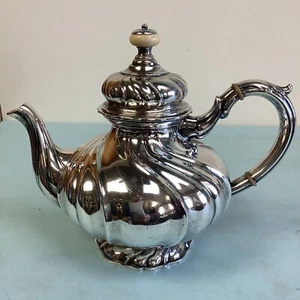 German Silver (800) Knewitz Swirl Teapot 6 1/4” Tall - Picture 1 of 10