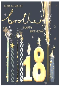 Brother 18th Birthday Card. Lovely Quality Happy 18 Birthday Card - Picture 1 of 9