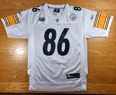 Camiseta Pittsburgh Steelers Juvenil Grande (14-16) Blanca Hines Ward Super Bowl XLIII Foto 1 de 4