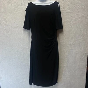 Ralph Lauren Sheath Dress Sz 14 Black Cutout Shoulders Gala Party Event Wedding - Picture 1 of 17