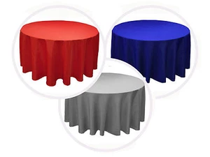 5 PACKS 132" inch ROUND Tablecloth WEDDING Polyester PARTY 25 COLORS 6' ft Table - Picture 1 of 22