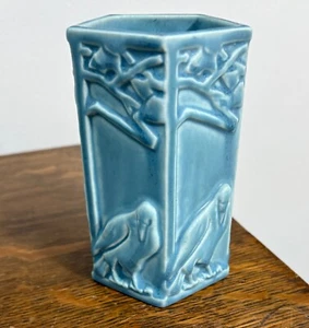 Rookwood Pottery Matte Blue Pencil Holder with Rooks 1935 MINT! - Picture 1 of 5