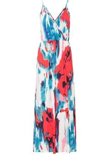 bedrucktes Maxikleid Gr. 40/42 Rot Wollweiß Türkis Damenkleid Sommer-Kleid Neu - Bild 1 von 1