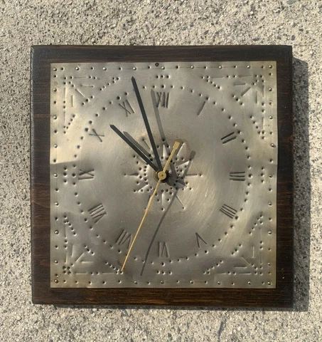 Vintage HANDCRAFTED Punched Tin & Wood Wall Clock Battery Operated OOAK ❤️tb Cover